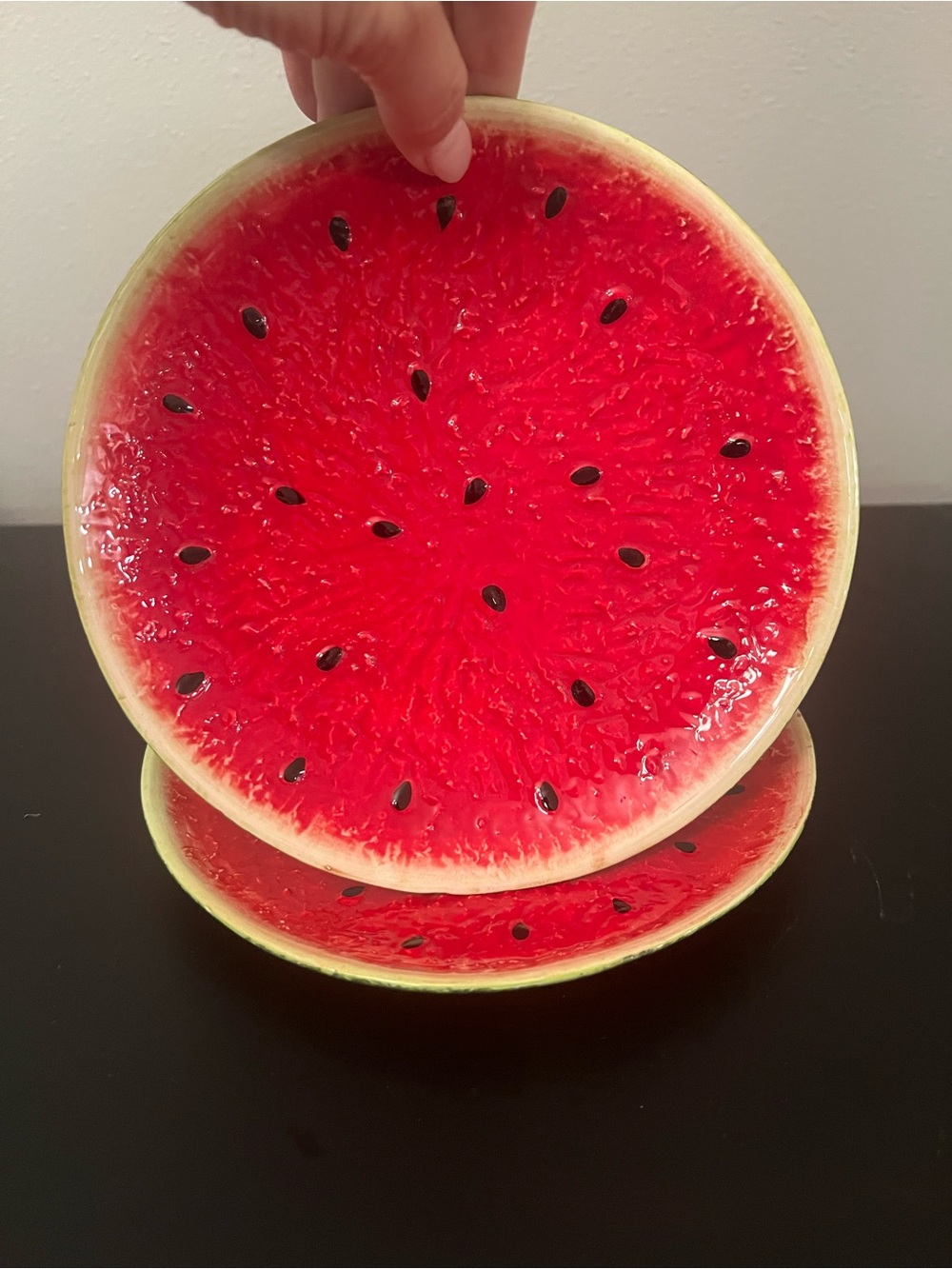 Set of 2 Ceramic Watermelon Plates by Lifestyles NWT